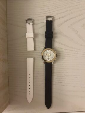 Women navy Watch Strap with Interchangeable White Bands